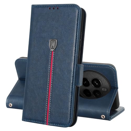 Realme 12 Pro / Realme 12 Pro+ Plus 5G Hülle, Magnet Leder Kartenfach Handyhülle, Klappbar Wallet Tasche Schutzhülle, Flip TPU Bumper Silikon Book Cover, Stoßfeste Case für Realme 12 Pro+ 5G Blau von MAMA MOUTH