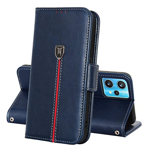 Realme 9 Pro+ / Realme 9 Hülle, Magnet Leder Kartenfach Handyhülle, Klappbar Wallet Tasche Schutzhülle, Flip TPU Bumper Silikon Book Cover, Stoßfeste Case für Realme 9 Pro Plus / Realme 9 Blau von MAMA MOUTH