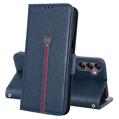 Samsung Galaxy A14 4G / 5G Hülle, Magnet Leder Kartenfach Handyhülle, Klappbar Wallet Tasche Galaxy A14 Schutzhülle, Flip TPU Bumper Silikon Book Cover, Stoßfeste Case für Samsung A14 5G / 4G Blau von MAMA MOUTH