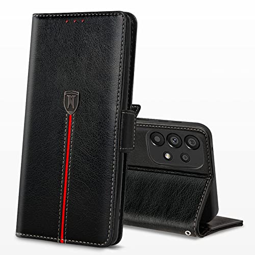 Samsung Galaxy A33 5G Hülle, Magnet Leder Kartenfach Handyhülle, Klappbar Wallet Tasche Bookcase, Flip Silikon TPU Bumper Galaxy A33 5G Schutzhülle, Stoßfeste Cover für Samsung A33 5G Swcharz von MAMA MOUTH