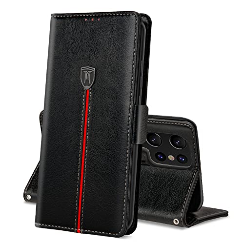 Hülle für Samsung Galaxy S22 Ultra, Magnet Ledertasche Handyhülle, Klapp Leder Kartenfächer S22 Ultra Schutzhülle, Flip TPU Bumper Silikon Case,Stoßfeste Wallet Cover für Samsung S22 Ultra Schwarz Hülle für Samsung Galaxy S22 Ultra, Magnet Ledertasche Handyhülle, Klapp Leder Kartenfächer S22 Ultra Schutzhülle, Flip TPU Bumper Silikon Case,Stoßfeste Wallet Cover für Samsung S22 Ultra Schwarz von MAMA MOUTH