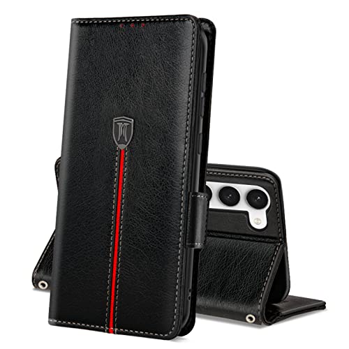 Samsung Galaxy S23 Plus Hülle, Magnet Leder Kartenfach Handyhülle, Klappbar Wallet Tasche Galaxy S23 Plus Schutzhülle, Flip TPU Bumper Silikon Book Cover, Stoßfeste Case für Samsung S23 Plus Schwarz von MAMA MOUTH