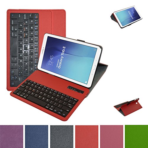 Samsung Galaxy Tab E 9.6 Bluetooth Tastatur hülle, Mama Mouth Abnehmbare Bluetooth Tastatur (QWERTY, englisches layout) hülle mit Standfunktion für 9.6" Samsung Galaxy Tab E 9.6 T560 T561 Android Tablet-PC,Rot von MAMA MOUTH