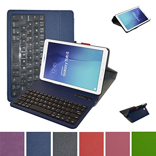 Samsung Galaxy Tab E 9.6 Bluetooth Tastatur hülle, Mama Mouth Abnehmbare Bluetooth Tastatur (QWERTY, englisches layout) hülle mit Standfunktion für 9.6" Samsung Galaxy Tab E 9.6 T560 T561 Android Tablet-PC,Blau von MAMA MOUTH