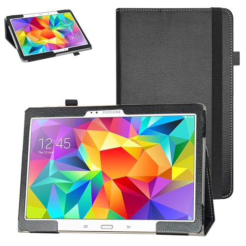 Schutzhülle für Samsung Tab S 10.5 T800, großes PU-Leder, 2-fach klappbarer Ständer, für Samsung Galaxy Tab S 10.5 SM-t800 SM-t801 SM-t805 T807 Tablet, Schwarz von MAMA MOUTH