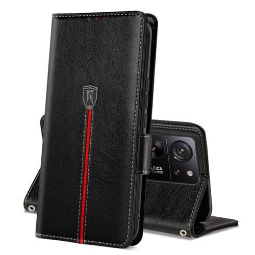 Xiaomi 13T Pro/ Xiaomi 13T Hülle, Magnet Leder Kartenfach Handyhülle, Klappbar Wallet Tasche Xiaomi 13T Pro Schutzhülle, Flip TPU Bumper Silikon Book Cover, Stoßfeste Case für Xiaomi 13T Schwarz von MAMA MOUTH