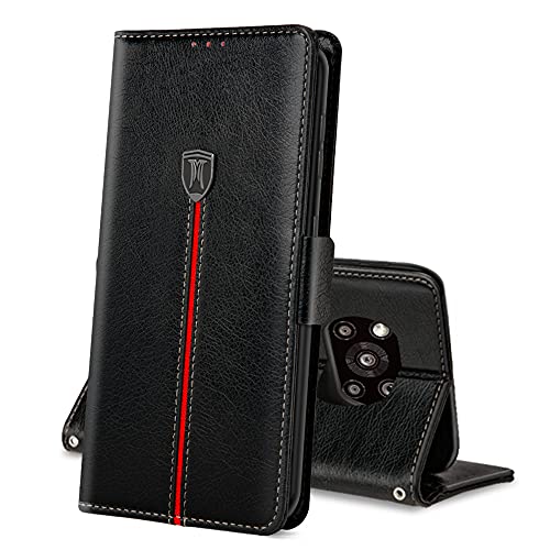 Xiaomi Poco X3 Pro / Poco X3 NFC Hülle, Magnet Ledertasche Handyhülle, Klapp Leder Kartenfächer Schutzhülle, Flip Slim TPU Bumper Silikon Bookcase, Stoßfeste Cover für Poco X3 Pro / PocoX3 NFC Schwarz von MAMA MOUTH