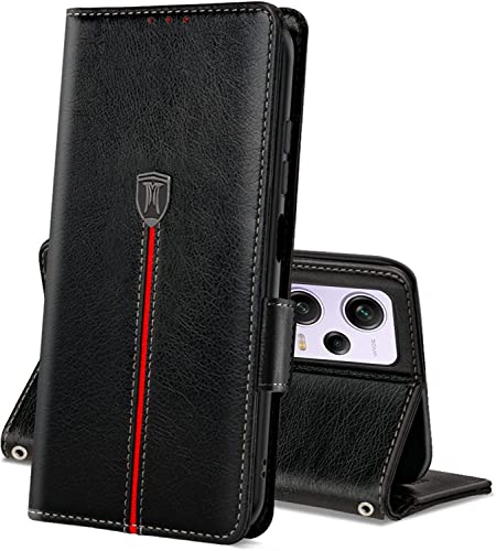 Hülle für Xiaomi Poco X5 5G/Redmi Note 12 5G, Magnet Leder Kartenfach Handyhülle, Klappbar Wallet Tasche Schutzhülle, Flip TPU Bumper Silikon Cover, Stoßfeste Case für Redmi Note 12 5G Blau Schwarz von MAMA MOUTH