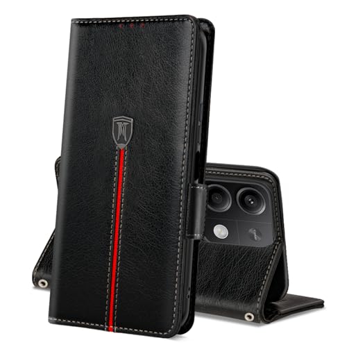 Xiaomi Redmi Note 13 4G Hülle, Magnet Leder Kartenfach Handyhülle, Klappbar Wallet Tasche Redmi Note 13 4G Schutzhülle, Flip TPU Bumper Silikon Book Cover, Stoßfeste Case für Redmi Note 13 4G Schwarz von MAMA MOUTH