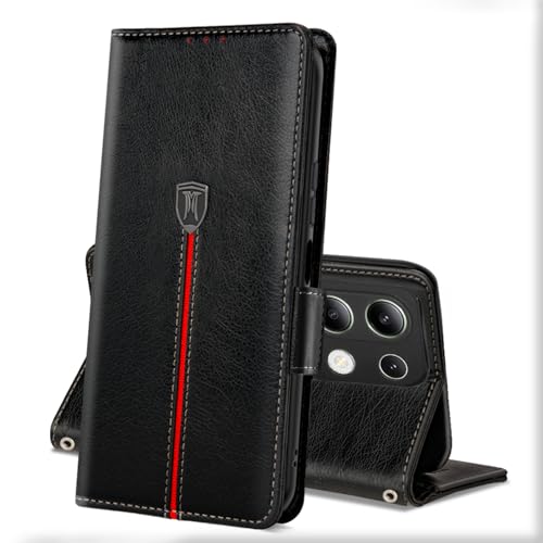 Xiaomi Redmi Note 13 5G Hülle, Magnet Leder Kartenfach Handyhülle, Klappbar Wallet Tasche Redmi Note 13 Schutzhülle, Flip TPU Bumper Silikon Book Cover, Stoßfeste Case für Redmi Note 13 Schwarz von MAMA MOUTH