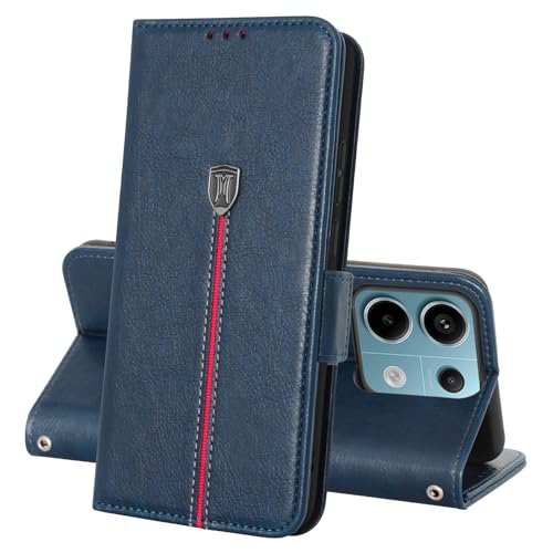 Xiaomi Redmi Note 13 Pro 5G/Poco X6 Hülle, Magnet Leder Kartenfach Handyhülle, Klappbar Wallet Tasche Schutzhülle, Flip TPU Bumper Silikon Book Cover, Stoßfeste Case für Redmi Note 13 Pro 5G Blau von MAMA MOUTH