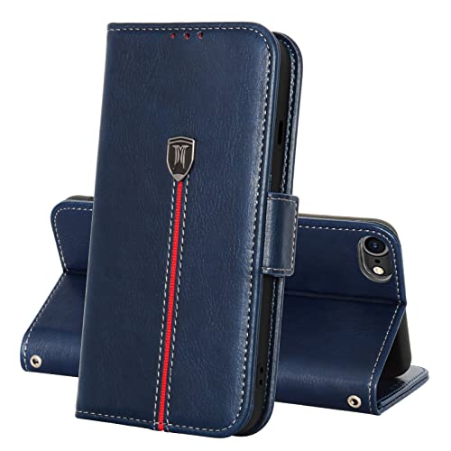 iPhone SE 2020 / iPhone 6s Hülle, iPhone 8/ iPhone 7 / 6Hülle, Magnet Leder Kartenfach Handyhülle, Klappbar Tasche Bookcase, Flip TPU Bumper Stoßfeste Schutzhülle für iPhone SE / SE2/8/7/6s/6 Blau von MAMA MOUTH