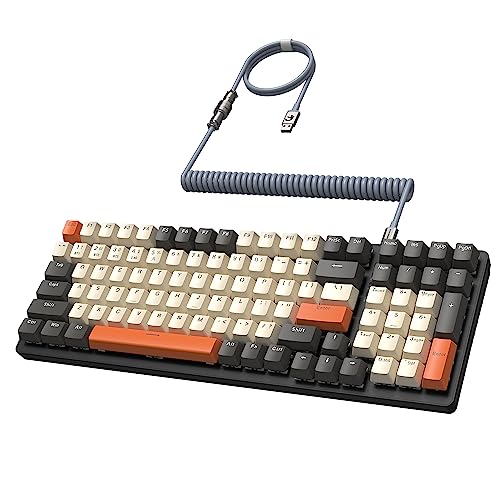 MAMBASANKE K6 Pro 96% 3 Modi Mechanische Gaming-Tastatur Hot Swap 4000 mAh 2,4 GHz/Bluetooth 5.0/kabelgebundene Tastatur mit spiralförmigem USB-Kabel Typ C 9 RGB Blauer Schalter-Schimmer MAMBASANKE K6 Pro 96% 3 Modi Mechanische Gaming-Tastatur Hot Swap 4000 mAh 2,4 GHz/Bluetooth 5.0/kabelgebundene Tastatur mit spiralförmigem USB-Kabel Typ C 9 RGB Blauer Schalter-Schimmer von MAMBASNAKE