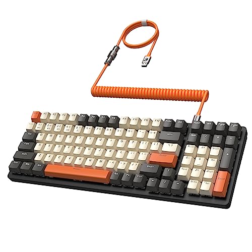 MAMBASANKE K6 Pro 96% 3 Modi Mechanische Gaming-Tastatur Hot Swap 4000 mAh 2,4 GHz/Bluetooth 5.0/kabelgebundene Tastatur mit spiralförmigem USB-Kabel Typ C 9 RGB Linear Red Switch-Shimmer von MAMBASNAKE