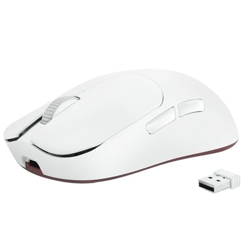 MAMBASNAKE AJAZZ AJ099 PRO X Superlight Kabellos Gaming Maus, 54g Ultra-leicht Esports Maus, 120000DPI, HyperSpeed PixArt PAW3311 Sensor, 2.4G/Kabelgebunden Ergonomische, Bis zu 200 Std. Akku, Weiß von MAMBASNAKE