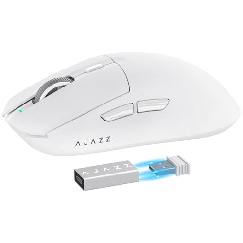 MAMBASNAKE AJAZZ AJ139PRO Superlight Kabellose Gaming-Maus, 59g Ultraleicht Esports Mouse, 26,000DPI, PAW3395 Sensor, 2.4G/Kabelgebunden, PTFE Feet, Bis zu 300 Std. Akku, G502, PC/Xbox/PS, Weiß von MAMBASNAKE