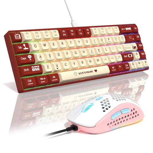 MAMBASNAKE AJAZZ AK680 Mechanical Keyboard, 68 Key 60 Percent Hot Swappable Gaming Keyboard + 6 Adjustable DPI 6400 Gaming Mouse with 6 RGB Light, for PC/Mac/Laptop Gamer (Brown Tactile Switch) von MAMBASNAKE