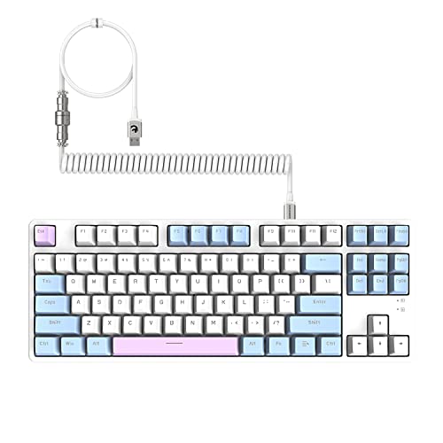 MAMBASNAKE AK873 Mechanische Tastatur zum Selbermachen, Spiralkabel, 22 Tasten RGB Hintergrundbeleuchtung, schwimmende Tastenabdeckung, 87% Tastatur mit Abnehmbarer Magnetabdeckung, für Gamer von MAMBASNAKE