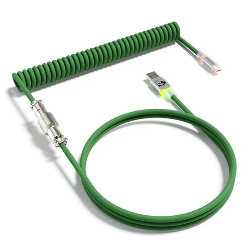 MAMBASNAKE C01ULTRA Spirale Tastatur Kabel, Typ C zu USB A Mit Abnehmbarem Metall Aviator, RGB Interface Beleuchtung, Spirale Tastatur Kabel USB C, 8KHz Rücklaufrate für PC Gaming Tastatur-Grün MAMBASNAKE C01ULTRA Spirale Tastatur Kabel, Typ C zu USB A Mit Abnehmbarem Metall Aviator, RGB Interface Beleuchtung, Spirale Tastatur Kabel USB C, 8KHz Rücklaufrate für PC Gaming Tastatur-Grün von MAMBASNAKE