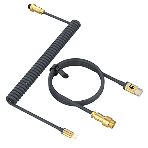 MAMBASNAKE C02 Spiral Tastaturkabel, Pro Custom USB-C Kabel für Mechanische Tastatur,TPU Coiled Cable für Gaming-Tastatur, Typ-C zu USB-A, Abnehmbarer Gold Luftfahrtstecker für Tablet/Smartphone- Grau MAMBASNAKE C02 Spiral Tastaturkabel, Pro Custom USB-C Kabel für Mechanische Tastatur,TPU Coiled Cable für Gaming-Tastatur, Typ-C zu USB-A, Abnehmbarer Gold Luftfahrtstecker für Tablet/Smartphone- Grau von MAMBASNAKE