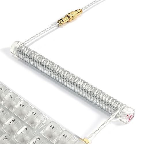 MAMBASNAKE Custom Spiral Tastaturkabel und Aviator Cable Winder Set – Aviator Cable Fixed Rod Acrylic Gewichtsstange + Spiral USB-C-Kabel mit Abnehmbar Luftfahrtstecker von Gaming-Tastaturen - Klar von MAMBASNAKE