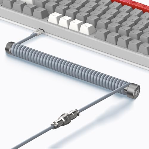MAMBASNAKE Custom Spiral Tastaturkabel und Aviator Cable Winder Set – Aviator Cable Fixed Rod Metall Gewichtsstange + Spiral USB-C-Kabel mit Abnehmbar Luftfahrtstecker von Gaming-Tastaturen – Grau MAMBASNAKE Custom Spiral Tastaturkabel und Aviator Cable Winder Set – Aviator Cable Fixed Rod Metall Gewichtsstange + Spiral USB-C-Kabel mit Abnehmbar Luftfahrtstecker von Gaming-Tastaturen – Grau von MAMBASNAKE