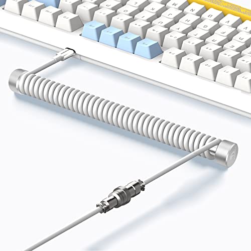 MAMBASNAKE Custom Spiral Tastaturkabel und Aviator Cable Winder Set – Aviator Cable Fixed Rod Metall Gewichtsstange + Spiral USB-C-Kabel mit Abnehmbar Luftfahrtstecker von Gaming-Tastaturen – Weiß MAMBASNAKE Custom Spiral Tastaturkabel und Aviator Cable Winder Set – Aviator Cable Fixed Rod Metall Gewichtsstange + Spiral USB-C-Kabel mit Abnehmbar Luftfahrtstecker von Gaming-Tastaturen – Weiß von MAMBASNAKE