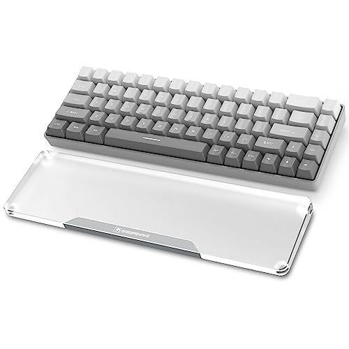 MAMBASNAKE Handgelenkauflage für Tastatur, Tastaturpad aus Acryl für Compact 60% Tastatur - Ergonomic Wrist Rest für Büro/Spiele/Tippen/Laptop - Premier Clear Acryl - Anti-Rutsch Gummifüße - Silber von MAMBASNAKE