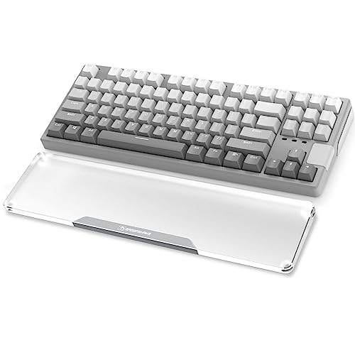MAMBASNAKE Handgelenkauflage für Tastatur, Tastaturpad aus Acryl für TKL 80% Tastatur - Ergonomic Wrist Rest für Büro/Spiele/Tippen/Laptop - Premier Clear Acryl - Anti-Rutsch Gummifüße - Silber von MAMBASNAKE
