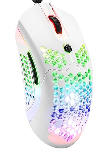 MAMBASNAKE Kabelgebundene leichte Gaming-Maus 65G, 26 RGB-beleuchtete USB-Gaming-Mäuse und 7 programmierbare Tasten, 12000 DPI, mit ultraleichter Wabenoberfläche Modell O für PC-Spieler, Xbox, PS4 von MAMBASNAKE