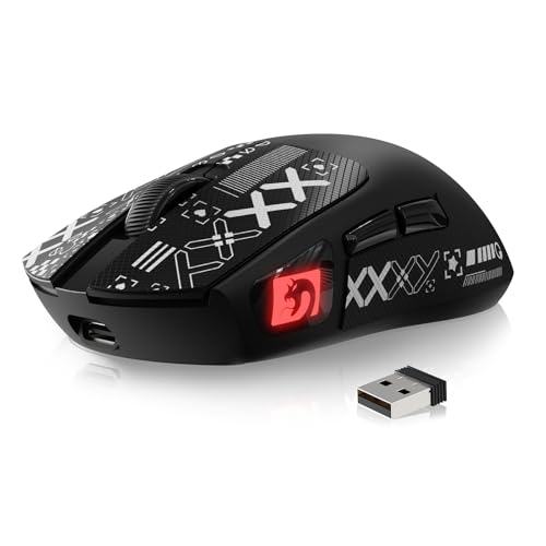 MAMBASNAKE M4 Superlight Kabellose Gaming-Maus, 24000 DPI, 53g Ultraleicht Mouse, PixArt PAW3311, RGB Logo, 400mAh Akku, 2.4G/Bluetooth/Kabelgebundene, Griptape-Set, for PC/Mac, Schwarz MAMBASNAKE M4 Superlight Kabellose Gaming-Maus, 24000 DPI, 53g Ultraleicht Mouse, PixArt PAW3311, RGB Logo, 400mAh Akku, 2.4G/Bluetooth/Kabelgebundene, Griptape-Set, for PC/Mac, Schwarz von MAMBASNAKE