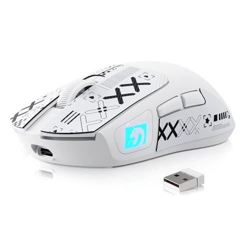 MAMBASNAKE M4 Superlight Kabellose Gaming-Maus, 24000 DPI, 53g Ultraleicht Mouse, PixArt PAW3311, RGB Logo, 400mAh Akku, 2.4G/Bluetooth/Kabelgebundene, Griptape-Set, for PC/Mac, Weiß MAMBASNAKE M4 Superlight Kabellose Gaming-Maus, 24000 DPI, 53g Ultraleicht Mouse, PixArt PAW3311, RGB Logo, 400mAh Akku, 2.4G/Bluetooth/Kabelgebundene, Griptape-Set, for PC/Mac, Weiß von MAMBASNAKE