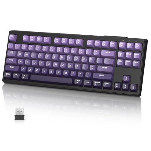 MAMBASNAKE M87 TKL 87 Tasten – Kabellose Gaming-Tastatur mit Dual-Modus, Bluetooth/2,4 GHz, 4000-mAh-Akku, Membrantastatur mit Regenbogen-Hintergrundbeleuchtung Lila von MAMBASNAKE