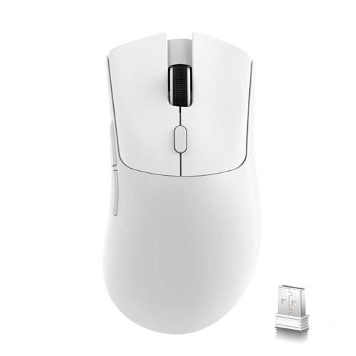 MAMBASNAKE R1 59 g leichte kabellose Gaming-Maus mit DREI Modi, 2,4 GHz/Bluetooth/kabelgebundene Konnektivität, 5 programmierbare Tasten, 6 einstellbare DPI bis zu 18.000 für PC/Laptop – Weiß von MAMBASNAKE