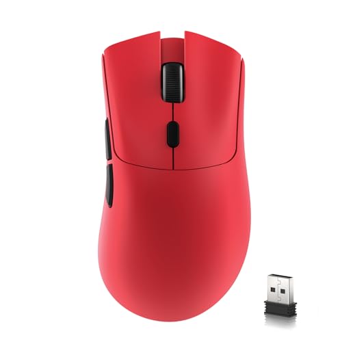 MAMBASNAKE R1 59 g leichte kabellose Gaming-Maus mit DREI Modi,2,4 GHz/Bluetooth/kabelgebundene Konnektivität,5 programmierbare Tasten,6 einstellbare DPI bis zu 18000 für PC/Laptop– Rot von MAMBASNAKE
