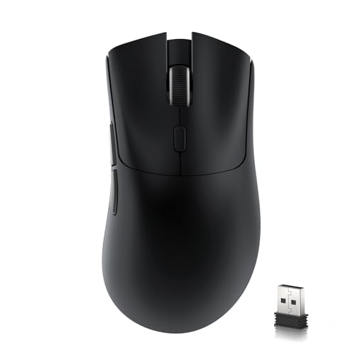 MAMBASNAKE R1 59 g leichte kabellose Tri-Mode-Gaming-Maus, 2,4 GHz/Bluetooth/kabelgebundene Konnektivität, 5 programmierbare Tasten,6 einstellbare DPI bis zu 18000 für PC/Laptop– Schwarz von MAMBASNAKE