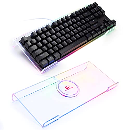 MAMBASNAKE Tilted PC Keyboard-Ständer, Keyboard Riser Holder Ergonomischer Computer Tastaturhalter für 60% 85% Mini Tastatur, 366 RGB Backlit Klares Acryl Tastaturablage für Gaming und Tippen von MAMBASNAKE