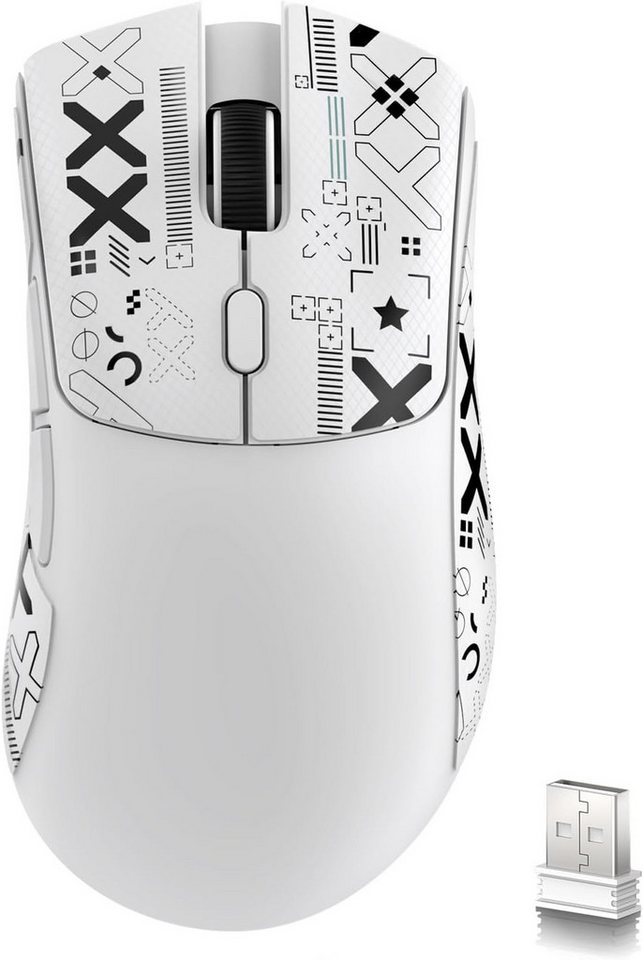 MAMBASNAKE mit Anti-Rutsch-Aufklebern 5 programmierbare Tasten, 6 einstellbare Gaming-Maus (kabelgebunden, Bluetooth, Tri-Mode-Konnektivität DPI bis zu 18000 mit High-End optischer Sensor) von MAMBASNAKE