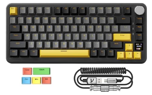 MAMBASNAKE x Attack Shark X85PRO Gasket Mechanische Tastatur, 75% kabellose Gaming-Tastatur mit TFT Screen und CNC Knob, 2,4 GHz/BT5.1/USB-C,5-lagige Polsterung,Hot-Swap Linearschalter,für PC,MAC,QMK MAMBASNAKE x Attack Shark X85PRO Gasket Mechanische Tastatur, 75% kabellose Gaming-Tastatur mit TFT Screen und CNC Knob, 2,4 GHz/BT5.1/USB-C,5-lagige Polsterung,Hot-Swap Linearschalter,für PC,MAC,QMK von MAMBASNAKE