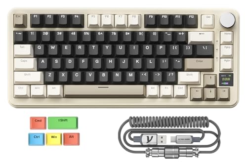 MAMBASNAKE x Attack Shark X85PRO Gasket Mechanische Tastatur, 75% kabellose Gaming-Tastatur mit TFT Screen und CNC Knob, 2,4 GHz/BT5.1/USB-C,5-lagige Polsterung,Hot-Swap Linearschalter,für PC,MAC,QMK von MAMBASNAKE