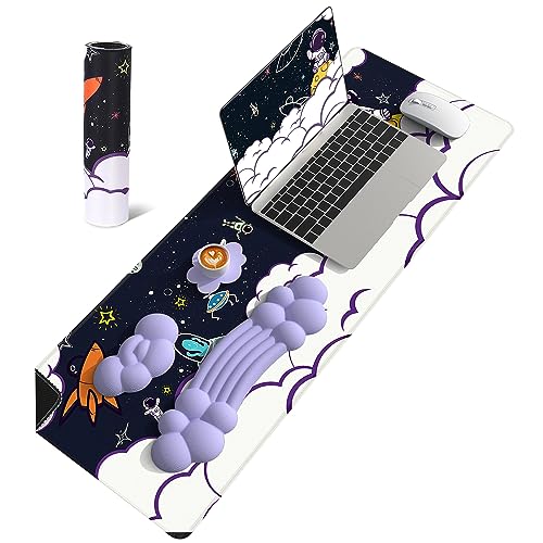 MANBASNAKE Cloud Mouse Pad Wrist Support Keyboard Wrist Rest Set with Ergonomic Memory Foam,Non-Slip Base,Cloud Coasters for Home,Office,Laptop,Desktop Computer,Easy Typing Pain Relief- Purple von MAMBASNAKE