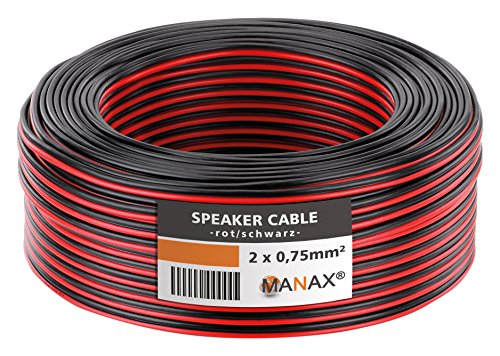 MANAX® 10m Lautsprecherkabel 2 x 0,75mm² rot/schwarz von MANAX