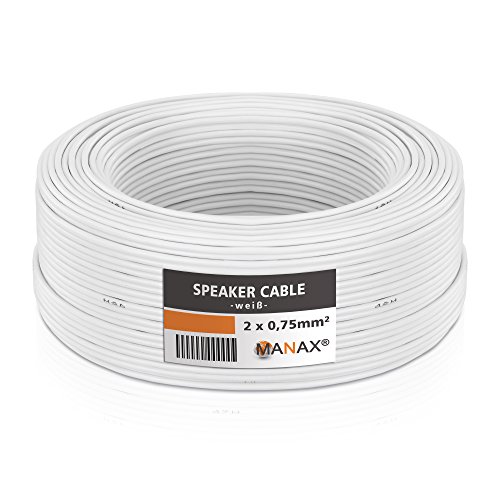 MANAX® 25m Zwillingslitze 2x 0,75mm² weiß Kabel 2-adrig (25m 0,75mm² - 1 Ring, weiß) von MANAX