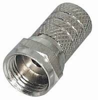 MANAX® F-Stecker Länge 20 mm gerändelte Version vernickelt für Kabel-Ø 4,0 mm - 10 Stück von MANAX