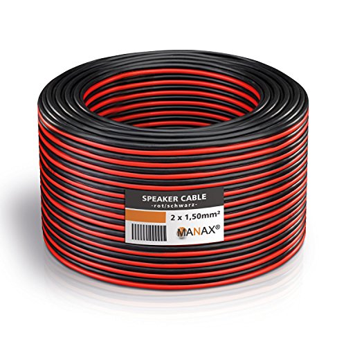 MANAX® Lautsprecherkabel 2 x 1,5mm² rot/schwarz 20 m Ring von MANAX