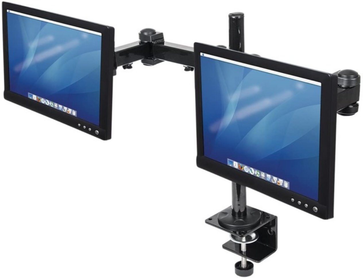 MANHATTAN 420808 Dual LCD TFT Monitor Tischhalterung mit 2 Armen für 2 Displays schwarz Monitor-Halterung von MANHATTAN