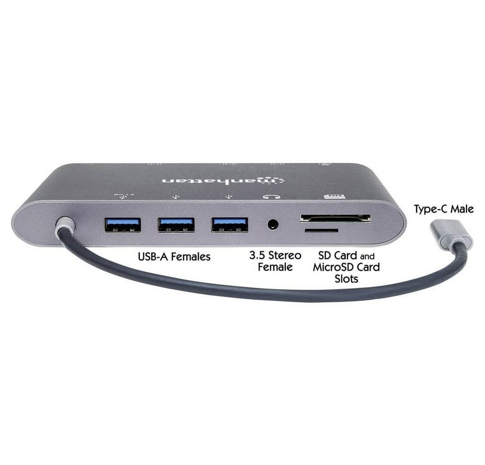 MANHATTAN Laptop-Dockingstation SuperSpeed USB-C® 7-in-1-Dockingstation, inkl. Ladefunktion von MANHATTAN