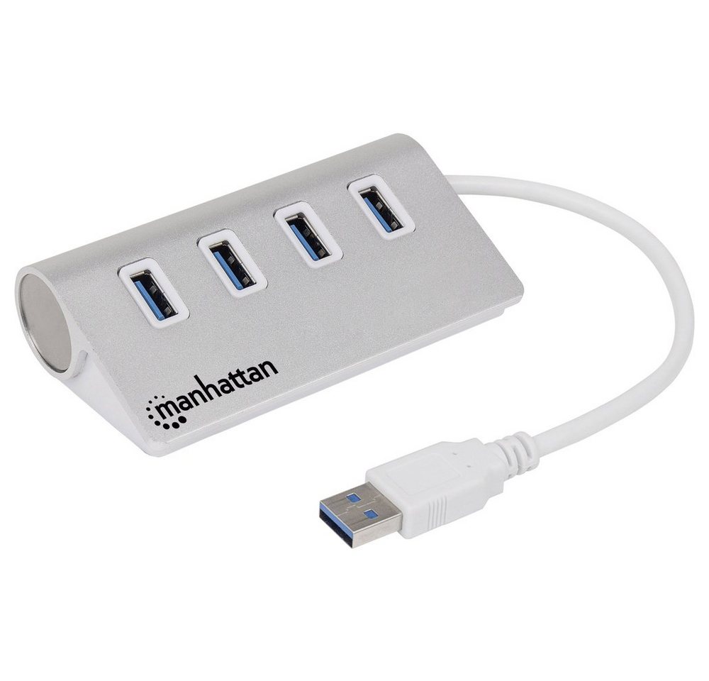 MANHATTAN USB-Verteiler Manhattan 163767 4 Port USB 3.2 Gen 1-Hub (USB 3.0) mit Aluminiumgehäu von MANHATTAN