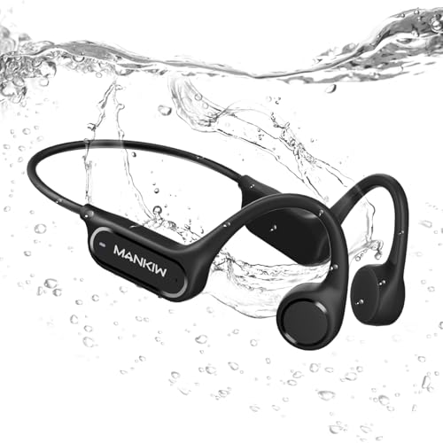 MANKIW Kopfhörer Schwimmen, Knochenschall Kopfhörer Bluetooth 5.4, IPX8 Wasserdicht kopfhörer, 32G-Speicher Unterwasser-Kopfhörer mit MP3-Player für Schwimmen,Laufen von MANKIW