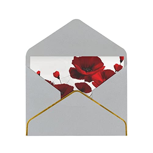 MANLUU Grußkarten mit roter Mohnblume, bedruckt mit Umschlägen, leere Grußkarten für Geburtstag, Dankeschön, Abschluss von MANLUU